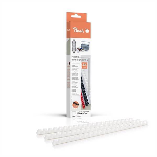 Perzikkleurige bindkam 21 Rg A4 12mm wit winkelformaat