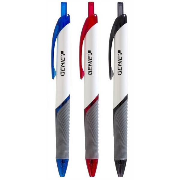 Genie 40004 Balpen Zwart, Blauw, Rood Intrekbare Balpen met Klembevestiging 12 stuks (s)