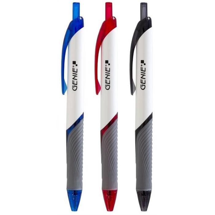 Genie 40004 Balpen Zwart, Blauw, Rood Intrekbare Balpen met Klembevestiging 12 stuks (s)-0