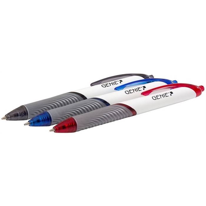 Genie 40004 Balpen Zwart, Blauw, Rood Intrekbare Balpen met Klembevestiging 12 stuks (s)-1