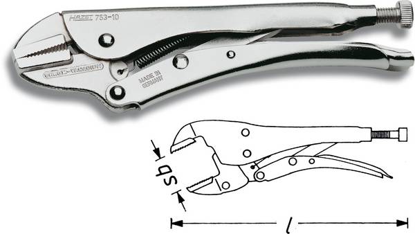 Hazet 753-10 Griptang Recht met uitsparing voor prisma 0 - 40 mm 250 mm