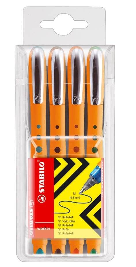 STABILO 4006381197854 STABILO - worker+ roller 0,5 mm etui van 4 stuks assorti-3