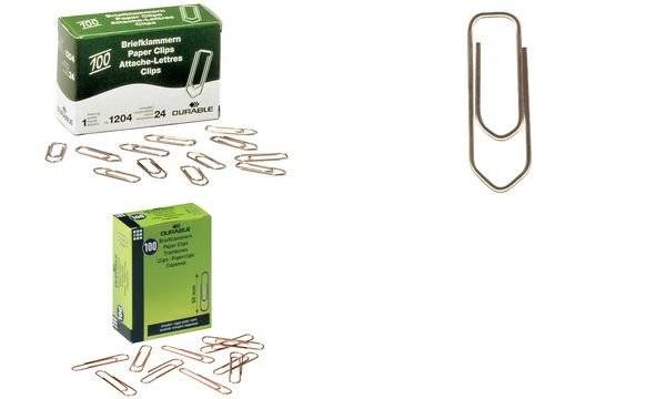 Duurzame paperclips 26 mm, 1000 stuks, kopergeplateerd-1