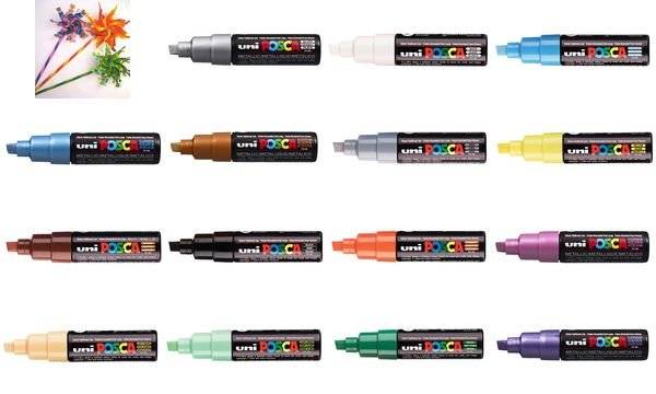 Verfstift Posca PC8K breed schuin leisteengrijs-1
