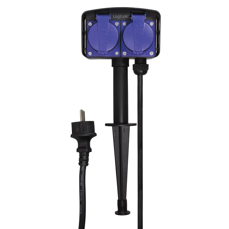 LogiLink LPS214 Buitenstopcontact Zwart Met grondspies, Aanraakbeveiliging-5