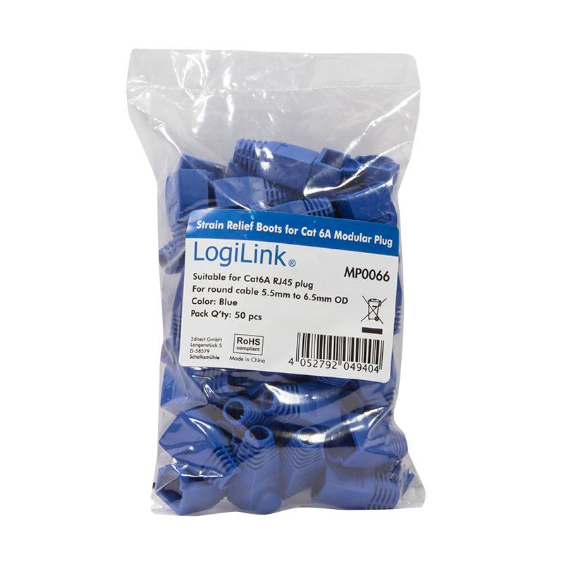 Logilink modulaire RJ45-stekker kabeloog 6,5 mm blauw 50 stuks-2