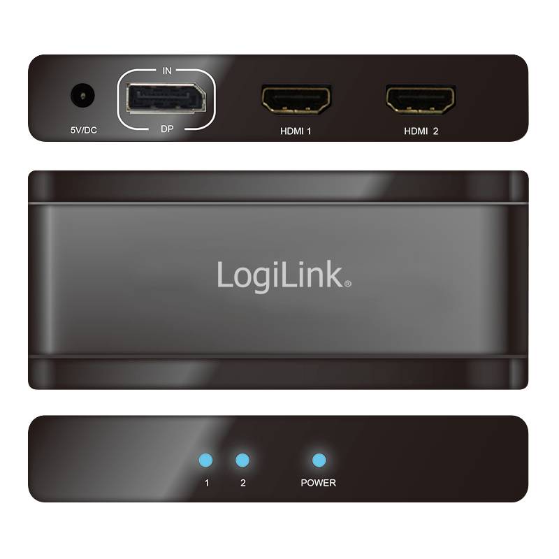 LogiLink Kabel 2 poorten DisplayPort-splitter 3840 x 2160 Pixel Zwart-5