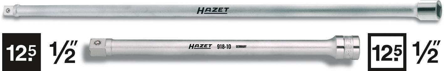 Twee zilveren verlengstukken met de opdruk 'Hazet'. Het bovenste verlengstuk is langer, het onderste korter en draagt het nummer '916-3'.