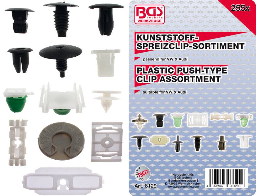 BGS Assortiment bekledingsclips voor VW 255 delig-0