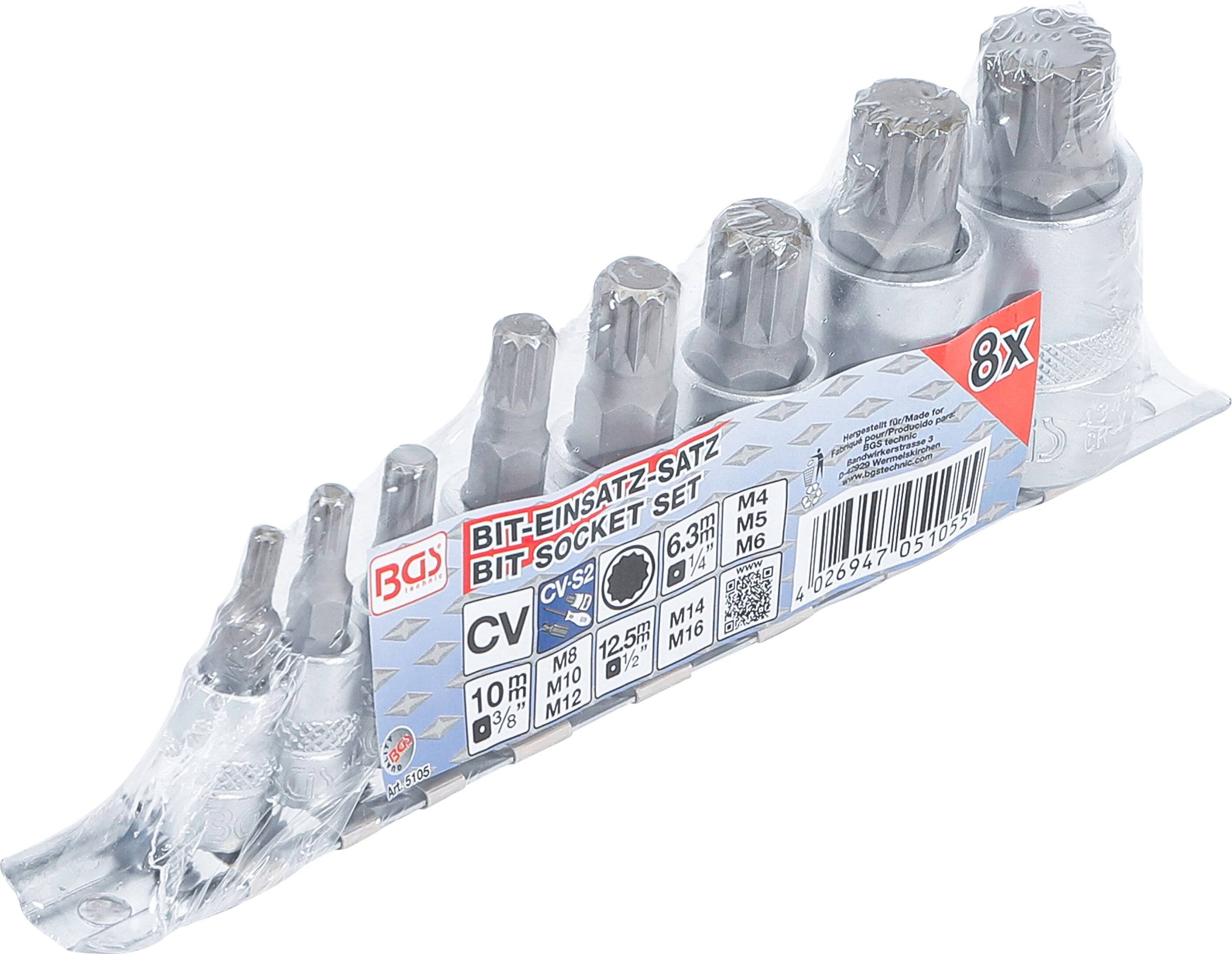 BGS 3/8" 1/4" 1/2" Slagbit dopsleutelset Spline (voor XZN) M4 - M16-2