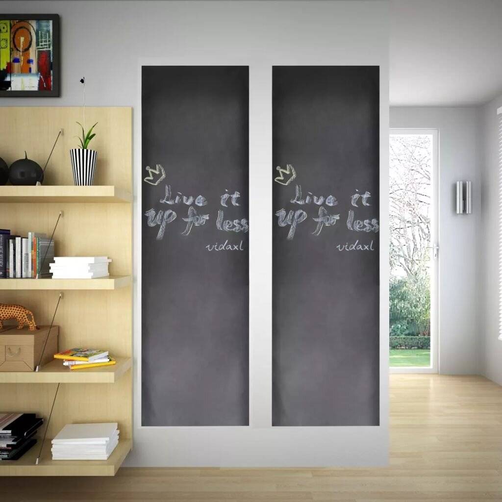 vidaXL - Muursticker - krijtbord - 2 - rollen - met - krijtjes - 0,45x2 - m-0