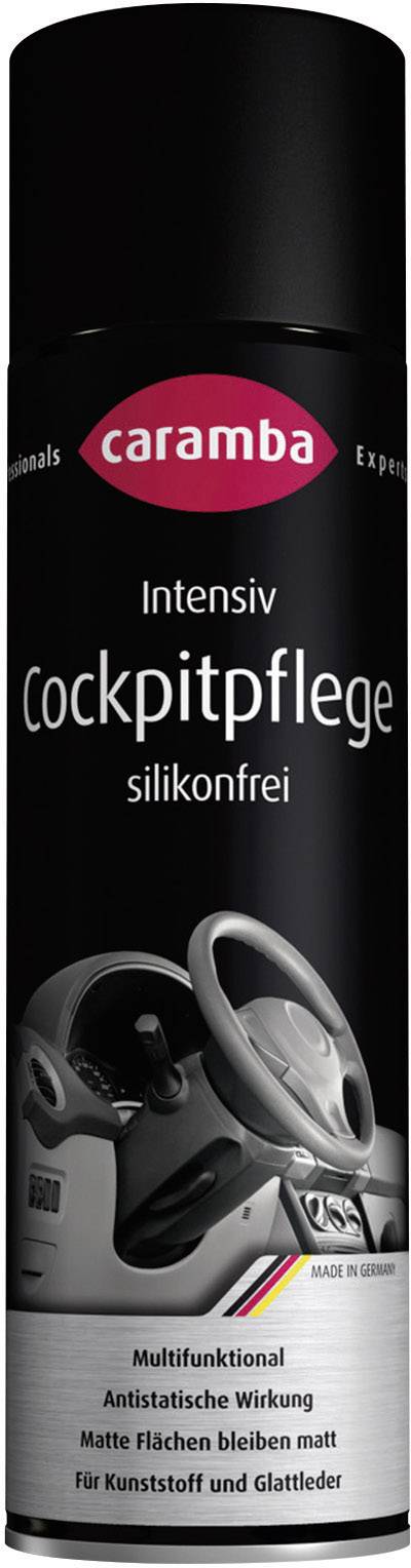 'Dose Caramba Intensief Cockpitverzorging, siliconenvrij. Voor matte oppervlakken, antistatisch. Geschikt voor kunststof en glad leer.'