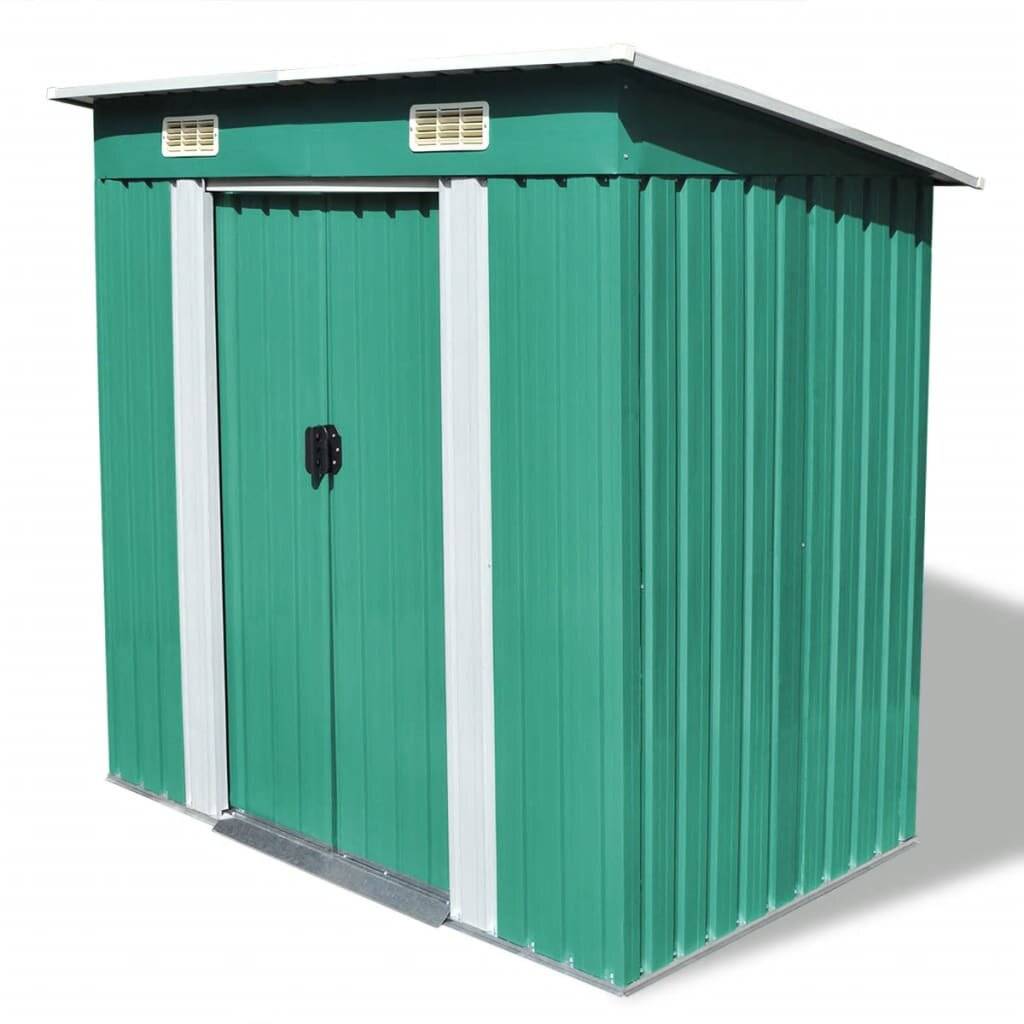 vidaXL - Tuinschuur - metaal - groen-0