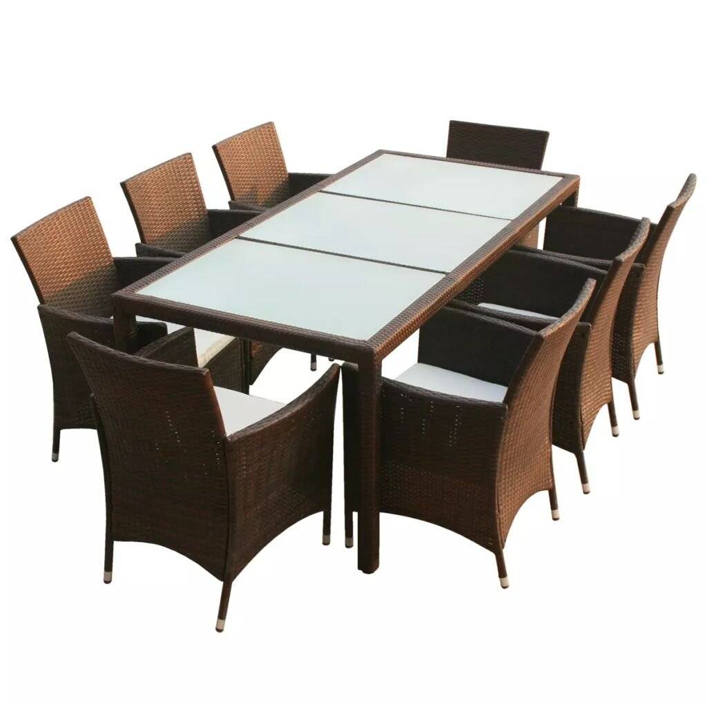 vidaXL - 9-delige - Tuinset - met - kussens - poly - rattan - bruin-1