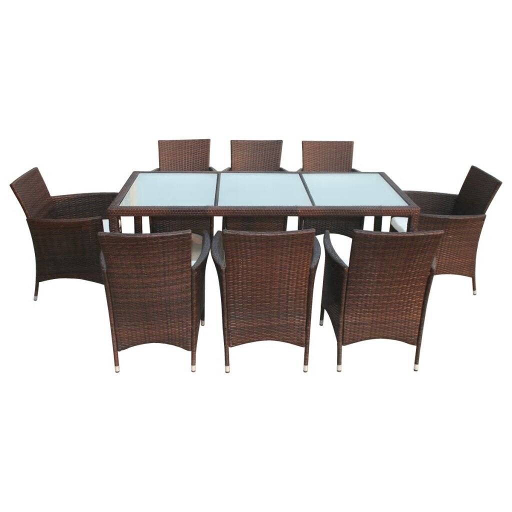 vidaXL - 9-delige - Tuinset - met - kussens - poly - rattan - bruin-3