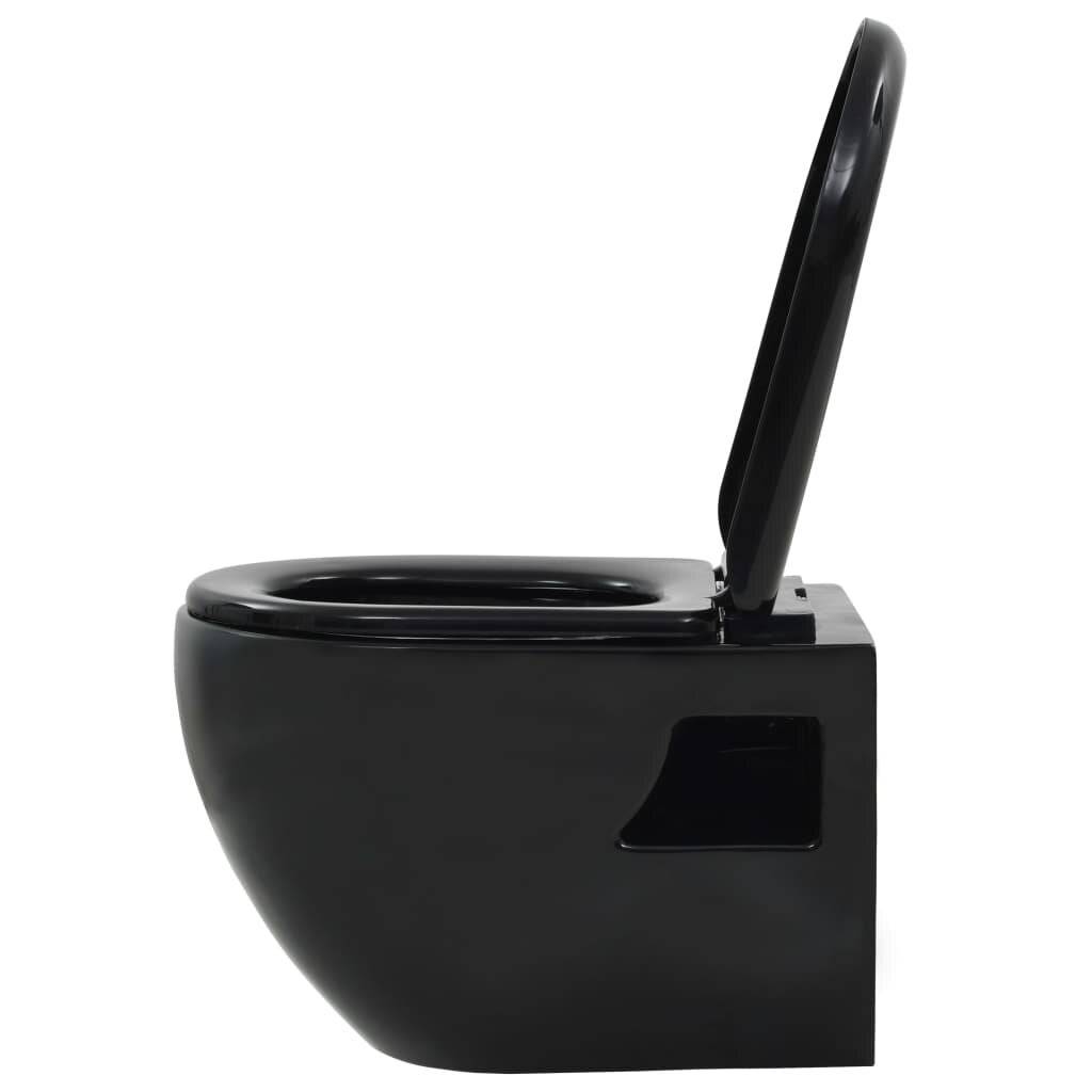 vidaXL - Wandtoilet - keramiek - zwart-5