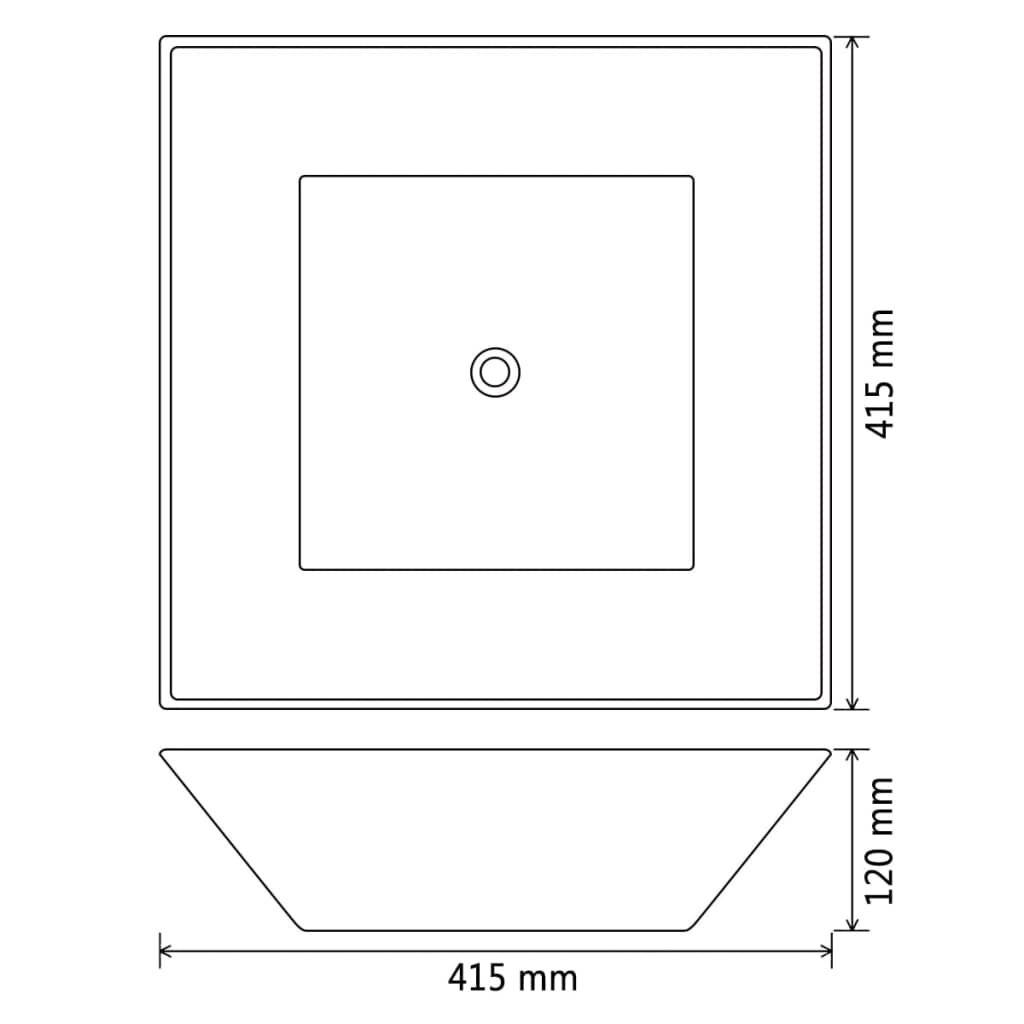 vidaXL - Wastafel - vierkant - 41,5x41,5x12 - cm - keramiek - zwart-5