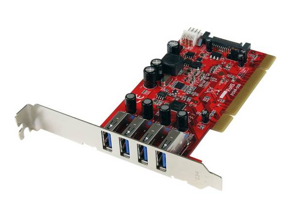 StarTech.com 4-poorts PCI SuperSpeed USB 3.0-adapterkaart met SATA-/SP4-voeding - 4 Total USB Port(s) - 4 USB 3.0 Port(s