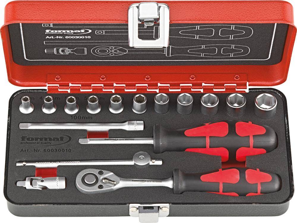 Dopsleutelset 1/4" 16-delig FORMAT