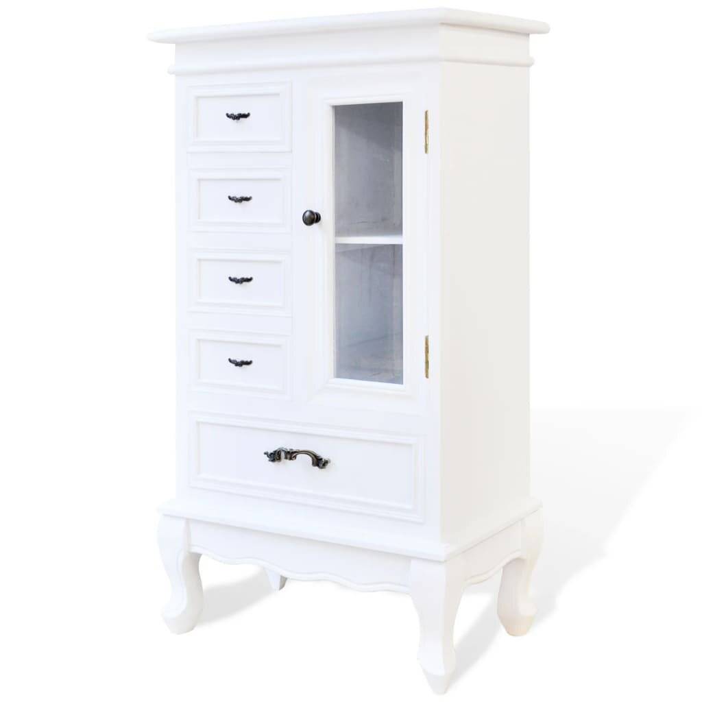 vidaXL - Kast - met - 5 - lades - en - 2 - planken - wit-1