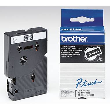Brother p-touch tc-395 white on black 9mm 49777660507224977766050722-1