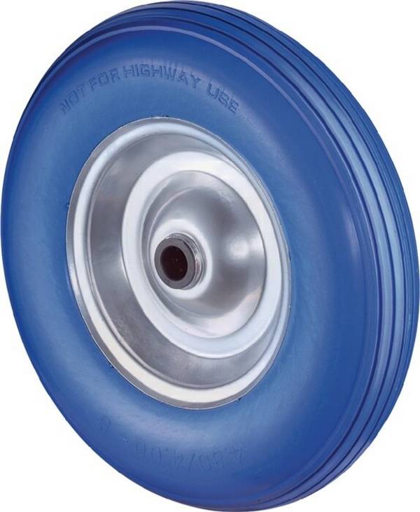 BS Rollen Wiel Polyurethaan Lekvrij 400X100mm Blauw Stalen Vel