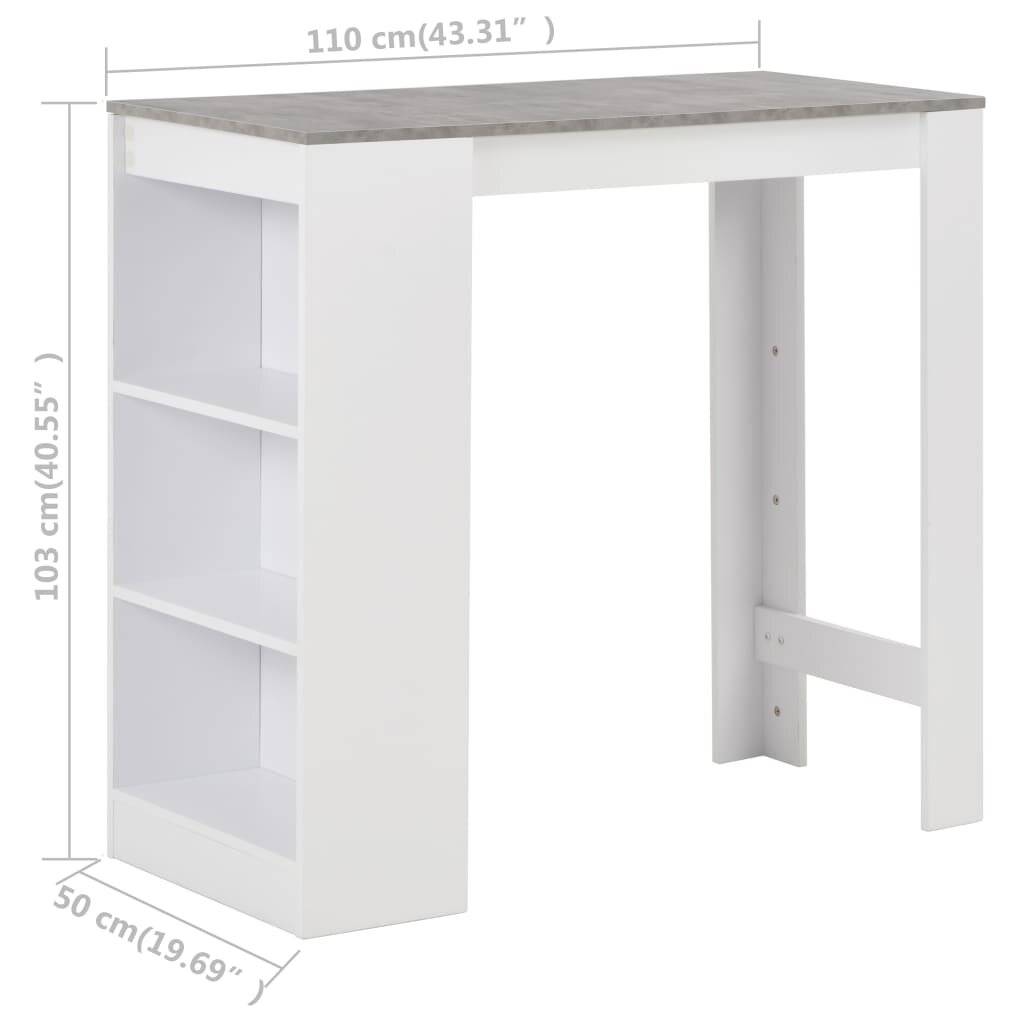 vidaXL - Bartafel - met - schap - 110x50x103 - cm - wit-5