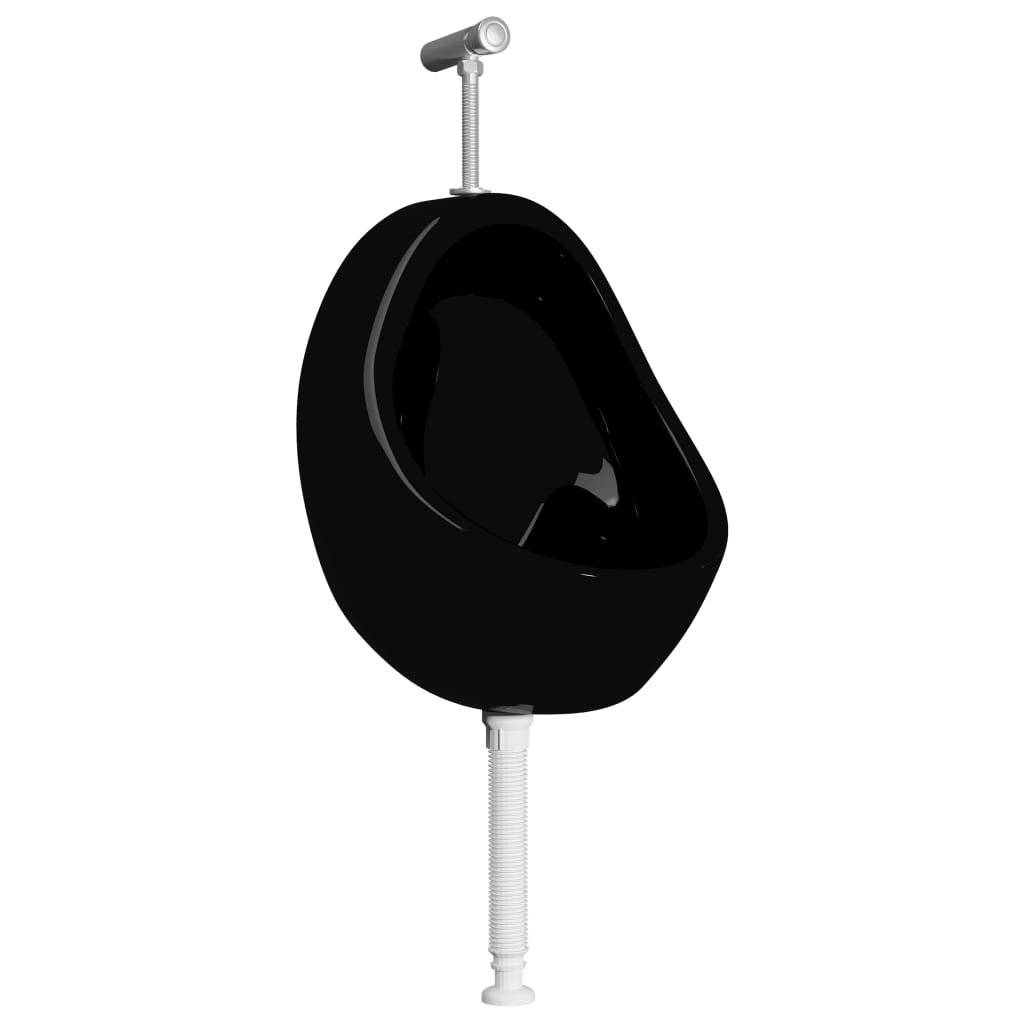 vidaXL - Wandurinoir - met - spoelklep - keramiek - zwart-1