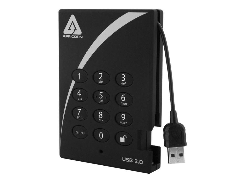 Apricorn Aegis hangslot USB 3.0 1000 GB, 256-bit AES-codering, 5 Gbps, 8 MB, 12 ms, 5400 RPM-0