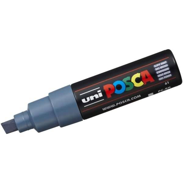 Verfstift Posca PC8K breed schuin leisteengrijs-0