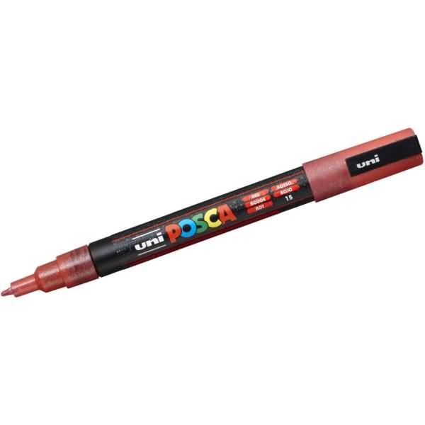 Verfstift Posca PC3M fijn glitter rood