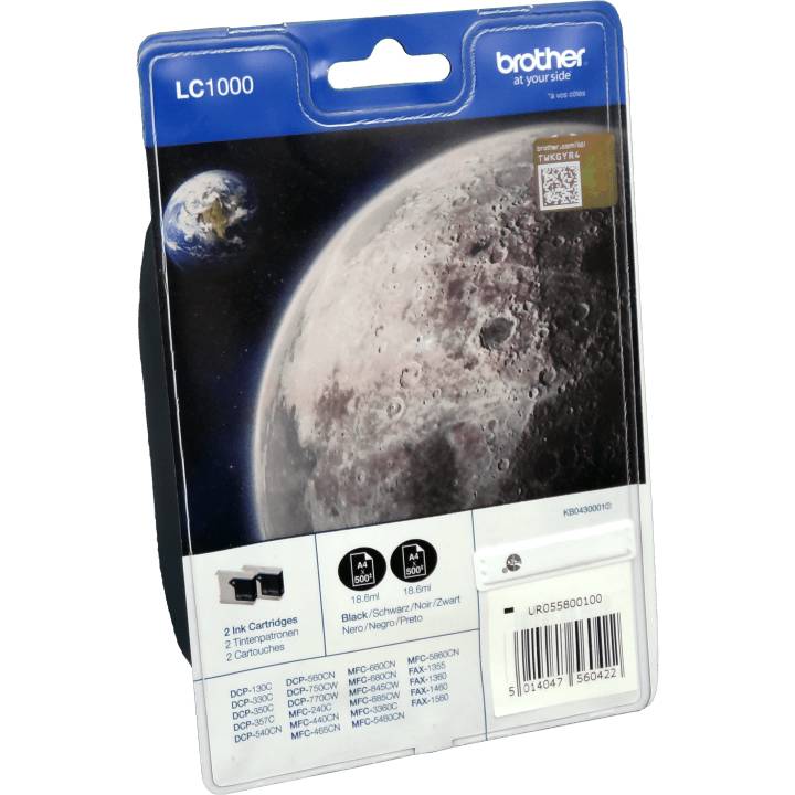 Brother LC-1000BK 2-pack zwart (Origineel) cartridge