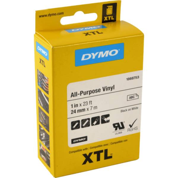 DYMO DYMO.1868753 Tape; 24mm; 7m; wit; voor printer; Kleur van het teken: zwart - 1 rol