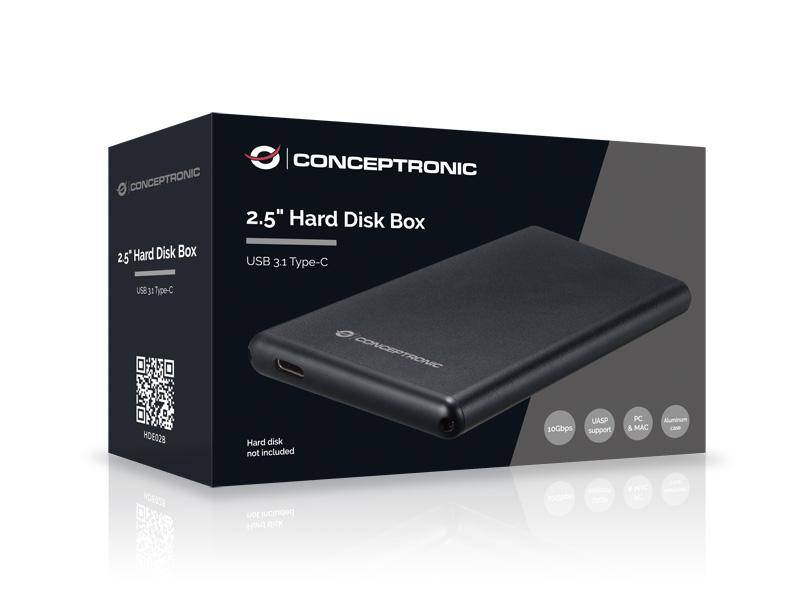 CONCEPTRONIC SSD-behuizing 2,5" SATA I-III HDD/SSD USB 3.2 zwart-3
