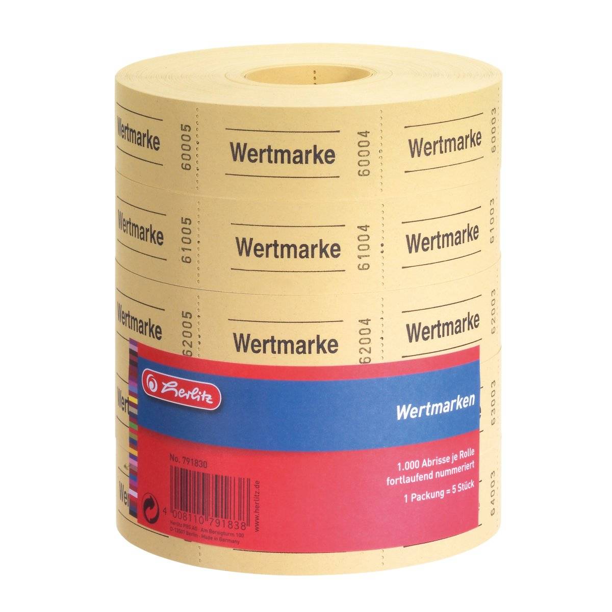 herlitz Wertmarken neutral/791830, farblich sortiert, Wertmarke, Inh. 5x1.000-1