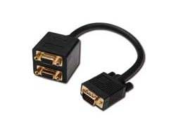 Digitus AK-310400-002-S VGA-kabel VGA Y-kabel VGA-stekker 15-polig, VGA-bus 15-polig, VGA-bus 15-polig 0.20 m Zwart-2
