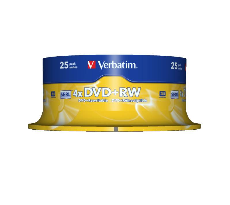 1x25 Verbatim DVD+RW 4,7GB 4x Speed, Mat zilver-2