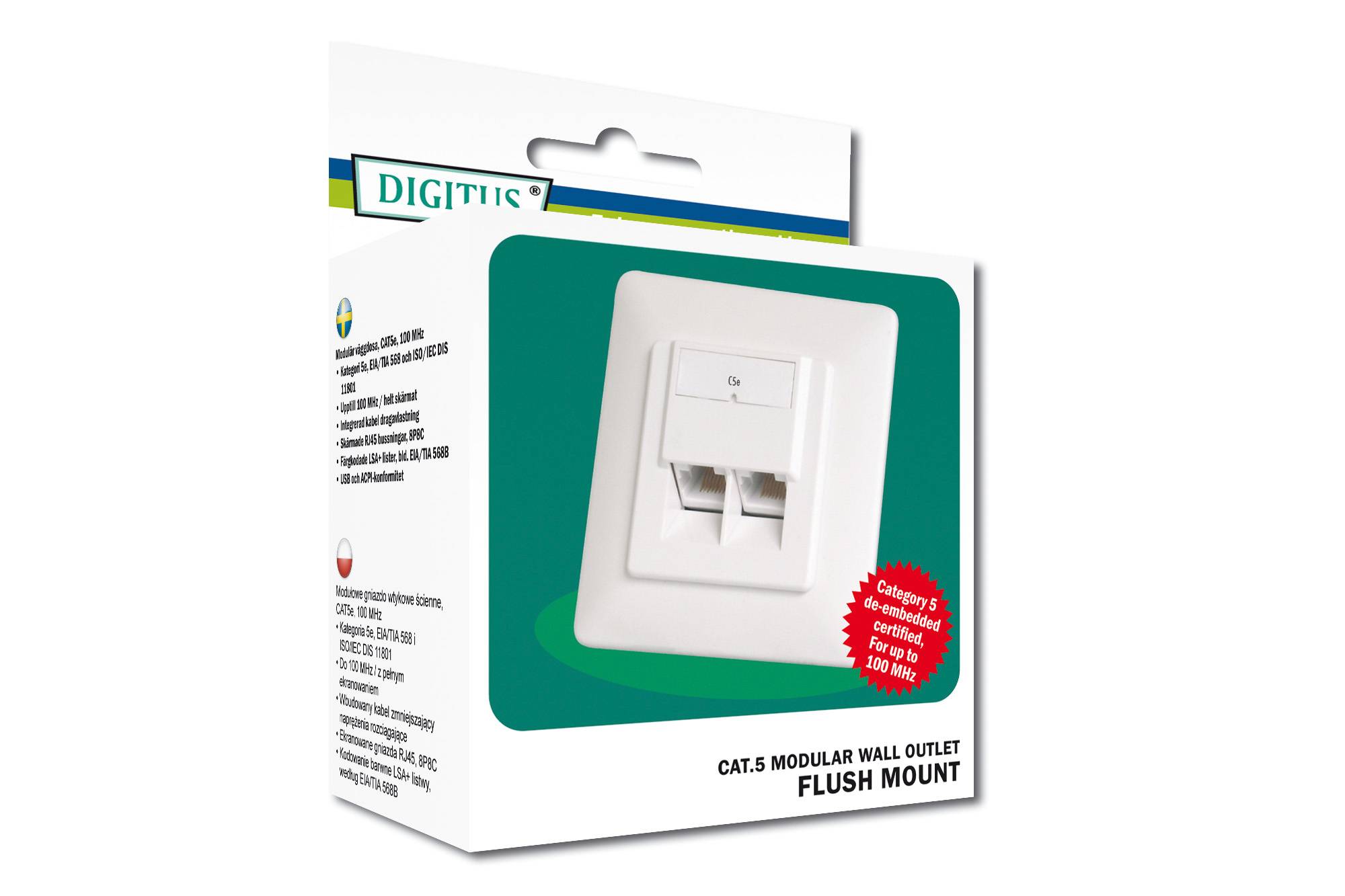 DIGITUS aansluitdoos Cat5e 2xRJ45 afgeschermd Unt. Signaalwit-3