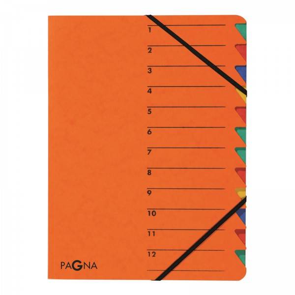 PAGNA organizer map Easy 12 vakken 1-12 oranje-1