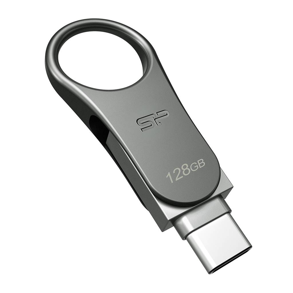 Silicon Power Mobile C80 USB-flashdrive 128 GB USB Type-A / USB Type-C 3.0 (3.1 Gen 1) Titanium-1