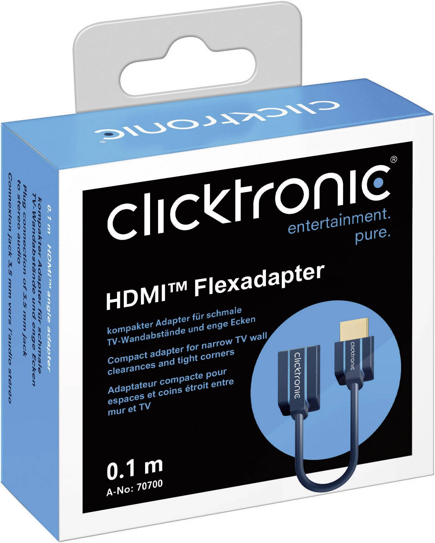 Clicktronic HDMI™ Flexadapter für schmale TV-Wandabstände und enge Ecken 0.1 m-2