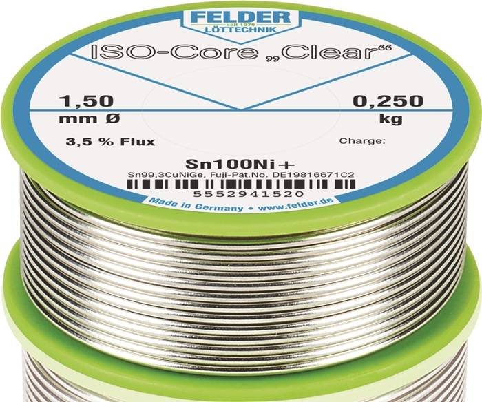 Soldeerdraad ISO-Core® Clear 1,5 mm 250 g Sn100Ni+ FELDER-0
