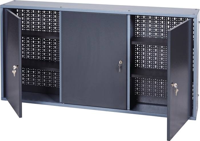 Gereedschapskast H600xB1.200xD200 mm hamerslagzilver antraciet 3 geperforeerde a