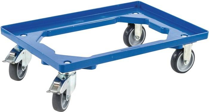Krattentrolley draagvermogen 250 kg rubberen banden L600xB400 mm kunststof blauw