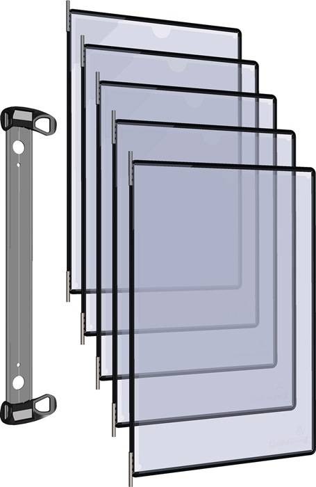 Wandhouder 5 zichtpanelen PP zwart met Neodym-magneetv.DIN A4-2