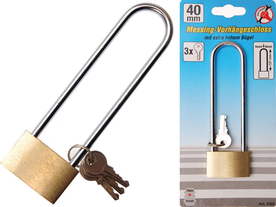 BGS Messing hangslot met extra hoge beugel | 40 mm breed-2