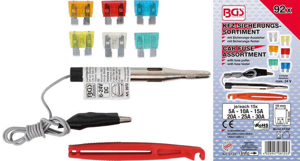 BGS Techic Assortiment Auto Zekeringset Midi 92Dlg-0