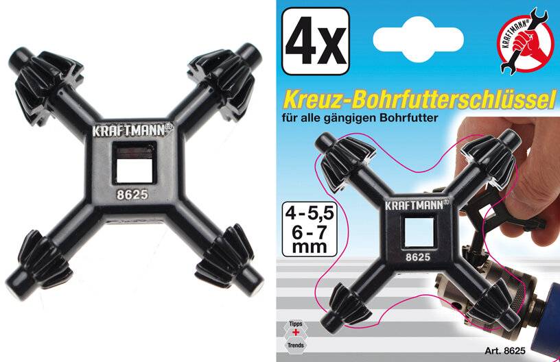 BGS 4 maten boorkopsleutel | voor de meeste boorkopmaten | Ø 4 / 5,5 / 6/7 mm-2