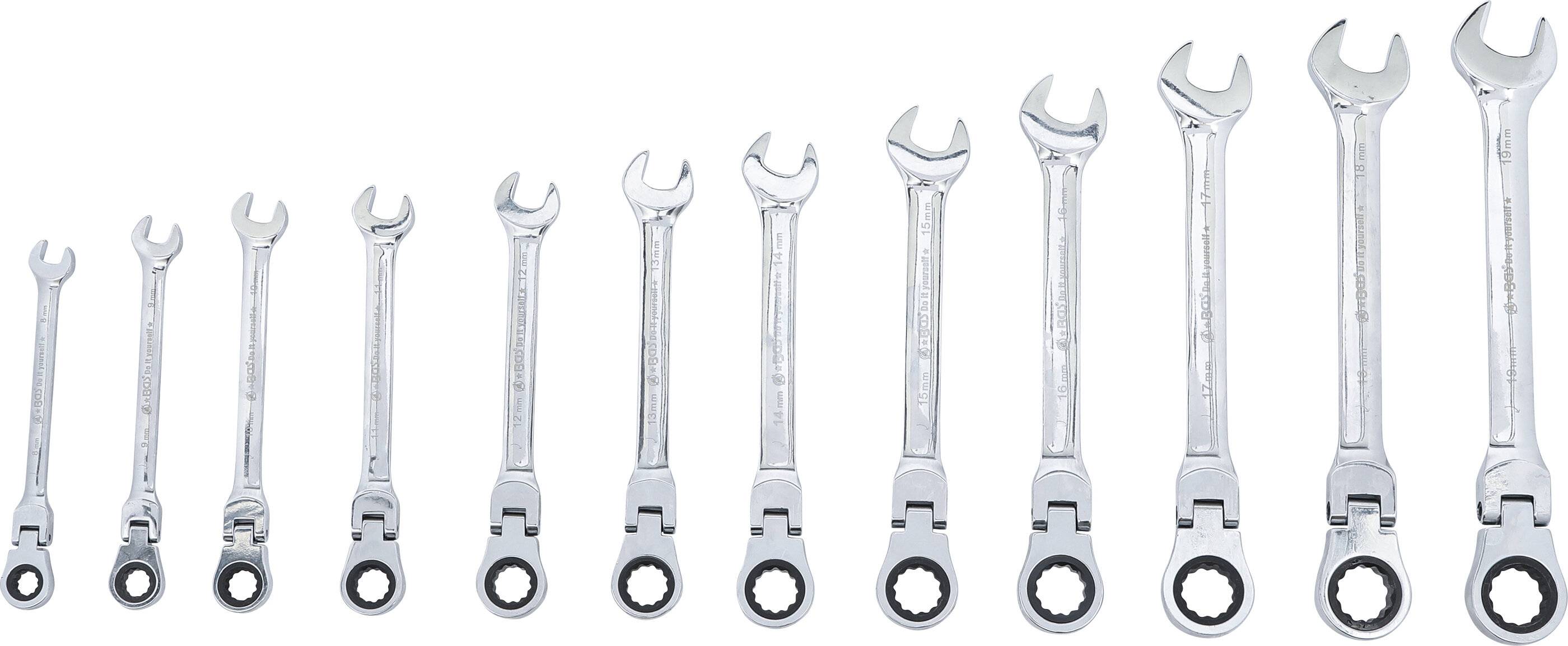 BGS Ratelring-steeksleutelset flexibele koppen 8 - 19 mm 12 delig-2