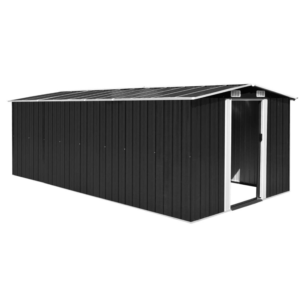vidaXL - Tuinschuur - 257x489x181 - cm - metaal - antracietkleurig-0